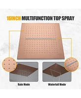 Mondawe 16" Ceiling Mounted Square Shower System Set with 3-Spray Modes