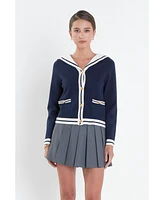 English Factory Women's Contrast Sailor Collar Cardigan