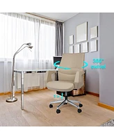 Slickblue Adjustable Ergonomic Leather Executive Office Chair Comfortable Home Office Desk Chair with Locking Position