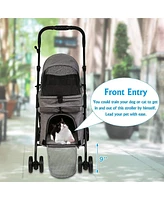 Slickblue Foldable Pet Stroller for Medium Dogs & Cats - Four Wheels, Storage Pocket