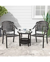 Gymax 4 Pieces Cast aluminum patio chair bistro dining chair outdoor cast aluminum chair