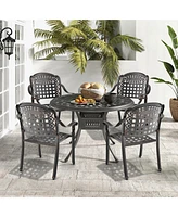 Gymax 4 Pieces Cast aluminum patio chair bistro dining chair outdoor cast aluminum chair