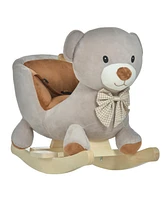 Qaba Baby Rocking Horse, Plush Animal Rocker w/ Realistic Sound, Pedals