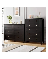 gaomon Modern 5 Chest Of Drawer Dresser, Modern Tall Nightstand With Deep Drawers And Nickel Round Handle, Wood Organizer Storage Cabinet For Bedroom