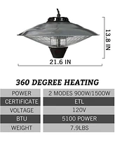 Slickblue Waterproof IP24 Electric Patio Heater - Ceiling Mounted or Hanging Infrared Heater