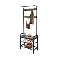 Slickblue Entryway 3-in-1 Hall Tree Shoe Rack with Freestanding Coat Rack and Bench