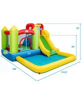 Gymax Outdoor Inflatable Bounce House Water Slide Climb Bouncer Pool - Multi