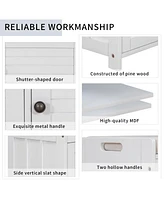 Slickblue Storage Bench with 3 Shutter Doors Shoe Bench Featuring Removable Cushion and Hidden Storage Space