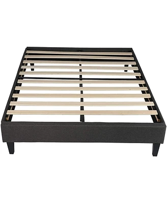 Slickblue 14-Inch Upholstered Platform Bed Frame Mattress Foundation with Wood Slat Support, No Box Spring Required