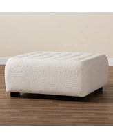 Baxton Studio Athena Modern and Contemporary Ivory Boucle Upholstered and Black Finished Wood Square Ottoman