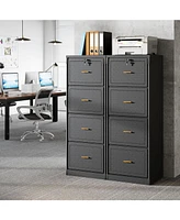 Tribesigns 4-Drawer File Cabinet, Vertical Filing Cabinet with Lock, Wood Storage Cabinet for Home Office,Locable File Cabinet for A4/F4/Letter/Legal