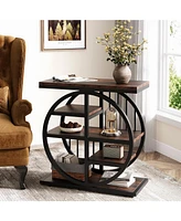 Tribesigns End Table for Living Room, Wood Side Table with Black Metal Frames, Industrial Nightstand Bedside Table for Bedroom
