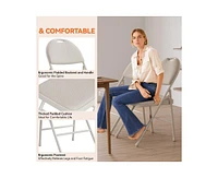 gaomon 4 Pack Folding Chair, Portable Metal Frame Padded Folding Chairs, Foldable Chairs with Linen Cushion and Back for Events Office Wedding Party