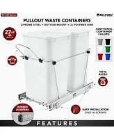 Rev-a-shelf Double Pullout Trash Can 27 qt. for Kitchen, Gray, Rv-15KD-13C-S