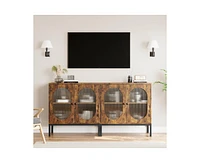 gaomon Buffet Cabinet, Rattan Storage Cabinet with Doors and Shelves, Accent Sideboard, Console Entryway for Livi