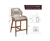 gaomon Woven Outdoor Counter Height Bar Stools Chairs Set of 2, Rattan Garden Counter Stools with Aluminum Frame