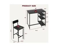 gaomon Dining Table Set for 2, Kitchen and Chairs with Wine Rack, Metal Frame Modern Bar 2 Chairs, Rectangular