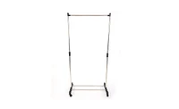 Slickblue Vertical & Horizontal Stretching Clothes Rack with Shoe Shelf - Single-Bar Stand