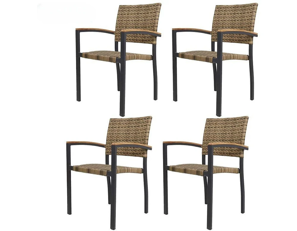 Slickblue Stackable Dining Chairs with Armrests Space-Saving Set for Home or Office