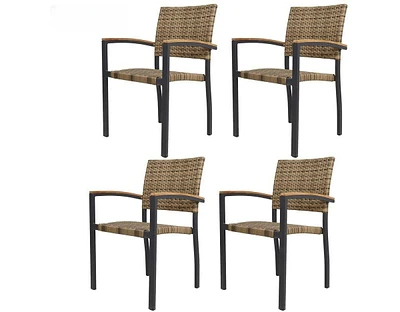 Slickblue Stackable Dining Chairs with Armrests Space-Saving Set for Home or Office