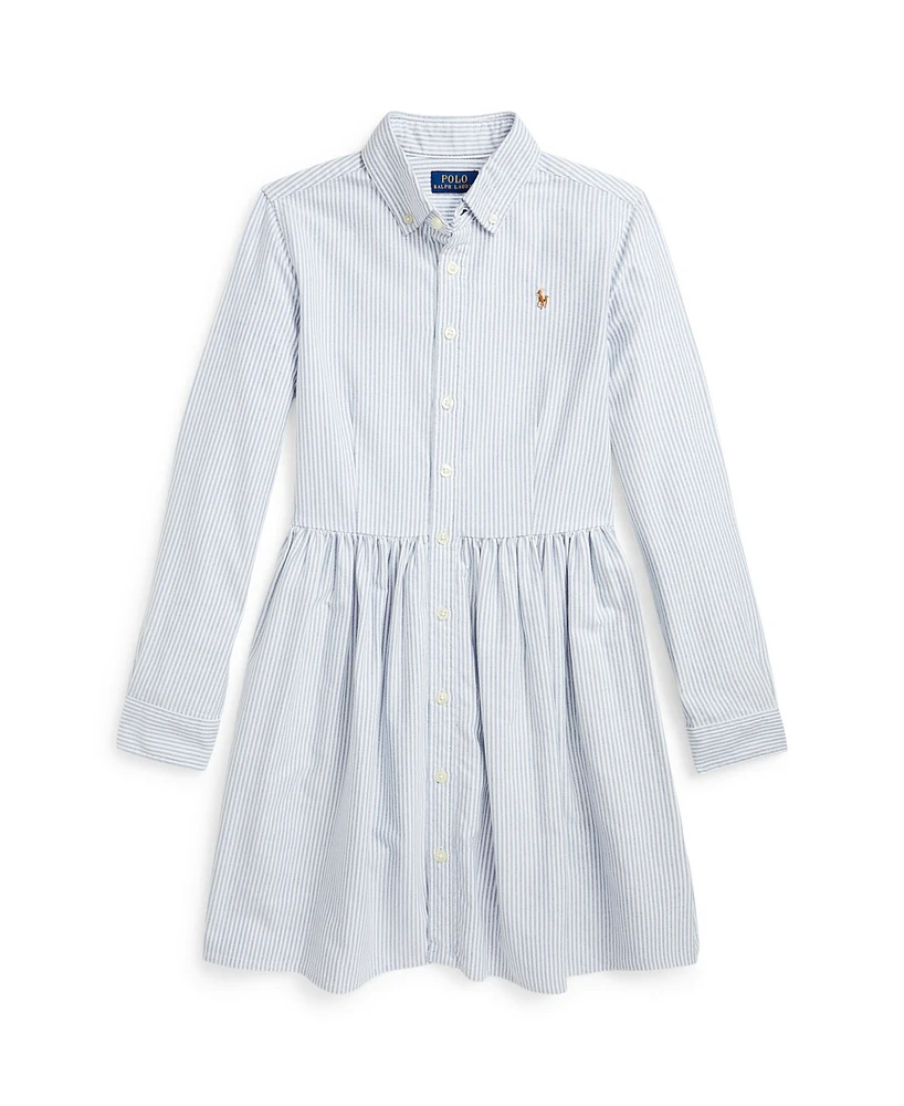 Polo Ralph Lauren Big Girls Striped Cotton Oxford Shirtdress