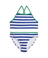 Polo Ralph Lauren Big Girls Striped Swimsuit, 2-Piece Set