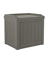 Suncast 22 Gallon Outdoor Patio Small Deck Chest Box with Storage Seat, Stone