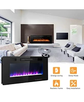 Sugift 50 Inch Recessed Ultra Thin Electric Fireplace with Timer