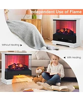 Sugift 27 Inch Freestanding Electric Fireplace with 3-Level Vivid Flame Thermostat
