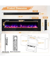 Sugift 60 Inches Ultra-thin Electric Fireplace with Remote Control and Timer Function