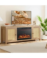 Skonyon 23 Inches 750W/1500W Electric Fireplace Heater with Alter Flame Color and Brightness