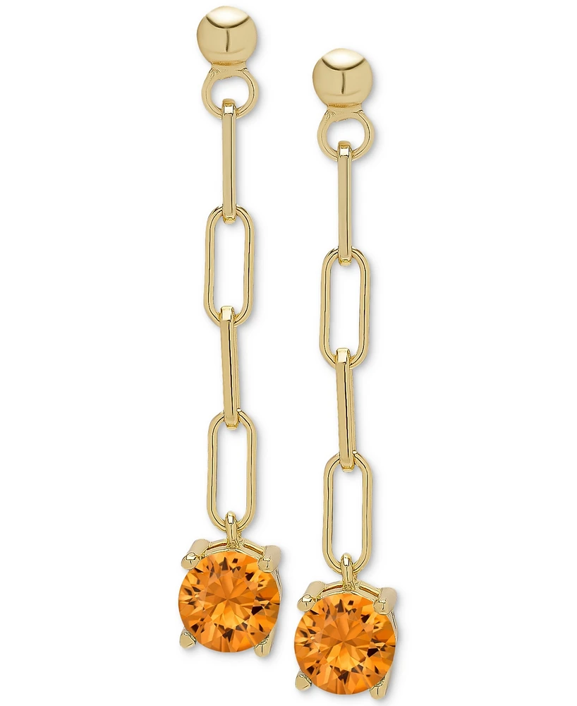 Lab Grown Blue Topaz Paperclip Link Drop Earrings (1-1/8 ct. t.w.) in 14k Gold-Plated Sterling Silver (Also available in Lab Grown Citrine)