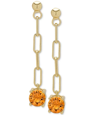 Lab Grown Blue Topaz Paperclip Link Drop Earrings (1-1/8 ct. t.w.) in 14k Gold-Plated Sterling Silver (Also available in Lab Grown Citrine)