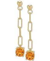 Lab Grown Blue Topaz Paperclip Link Drop Earrings (1-1/8 ct. t.w.) in 14k Gold-Plated Sterling Silver (Also available in Lab Grown Citrine)