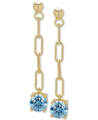 Lab Grown Blue Topaz Paperclip Link Drop Earrings (1-1/8 ct. t.w.) 14k Gold-Plated Sterling Silver (Also available Citrine)