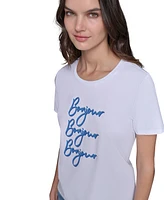 Karl Lagerfeld Paris Women's Bonjour Crewneck Tee