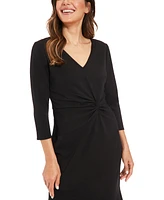 London Times Women's Twist-Front Midi Dress