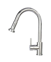 Slickblue 360° Swivel Kitchen Faucet with Pull-Out Spray Head Stainless Steel Single Handle Tap for 1-Hole Sinks