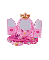 Slickblue Princess Pretend Play Dressing Table with Makeup Mirror Music and Lights for Creative Fun