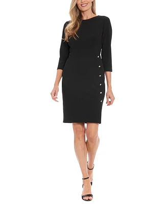 London Times Women's Button-Trim Sheath Dress