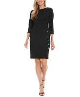 London Times Women's Button-Trim Sheath Dress