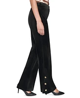 Karl Lagerfeld Paris Women's Velvet Button-Trim Pants