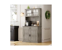 gaomon Kitchen Pantry Cabinet, 71" Tall Kitchen Hutch Storage Cabinet with Microwave Stand