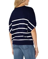 Liverpool Los Angeles Women's Striped Short-Dolman-Sleeve Sweater