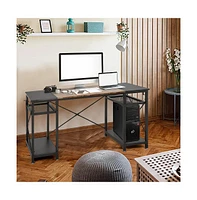 Functional 47.2" Computer Desk – Storage Shelves and Hooks for Organized Workspaces