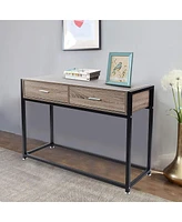 Slickblue Console Entryway Table Sofa Coffee Table with Drawers for Stylish Storage and Organization