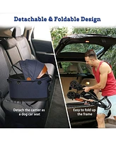 Slickblue Luxury Folding Pet Stroller with Detachable Carrier for Medium Dogs Cats