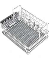 Slickblue Dish Drying Rack with 360° Swivel Drain Board and Drain Spout Versatile Kitchen Drying Solution