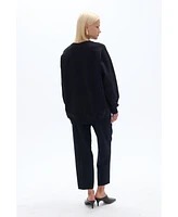 Nocturne Women's Oversized Sweatshirt with Metallic Accessory Details
