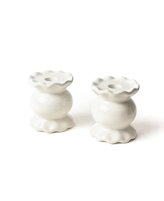 Coton Colors Signature Small Knob Candle Holder with Ruffle, Set of 2